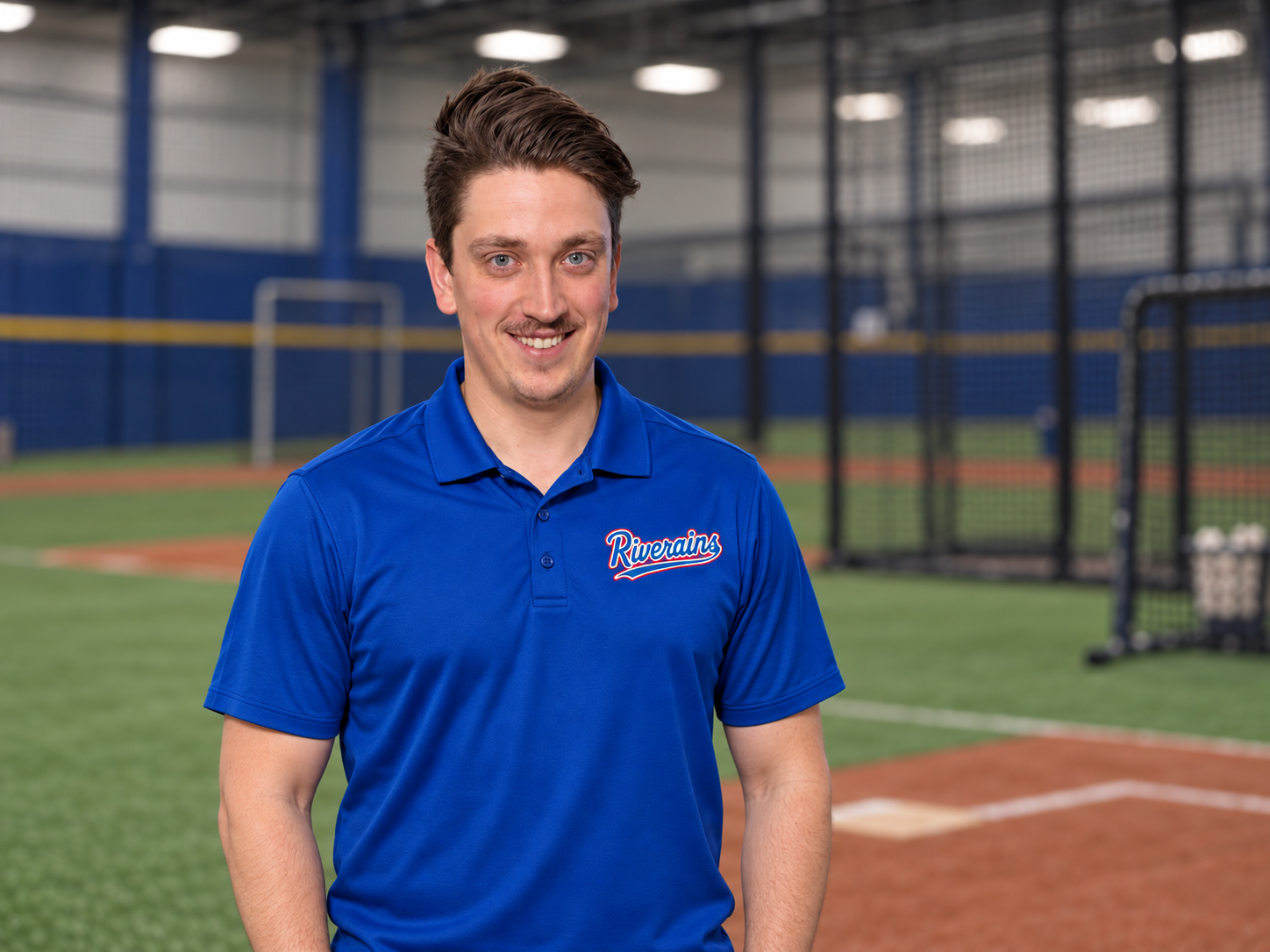Félix Bernier en polo des Riverains au centre d’entraînement